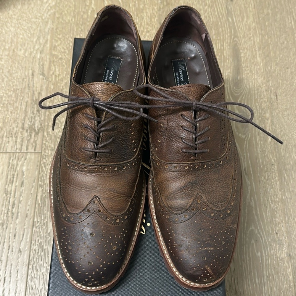 Marco Vittorio Men’s Brown Lace Wing Tip Shoes Size 11D